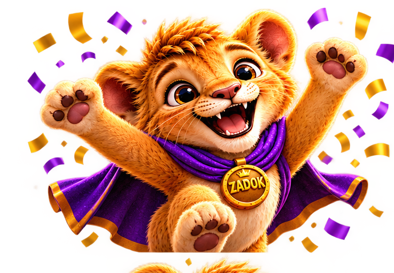 ZADOK lion celebrating