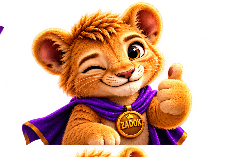 ZADOK lion mascot giving a thumbs up