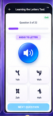 ZADOK interactive letter test screen