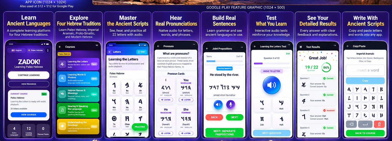 ZADOK tests and results screens